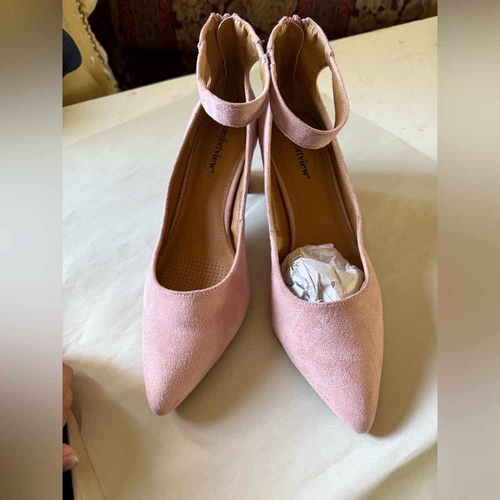 Comfort View Pink Ankle Strap Heels